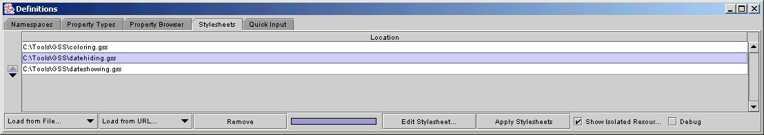 Figure 2-a: Stylesheet Management GUI in IsaVIz