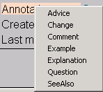 annotation subtypes in a menu