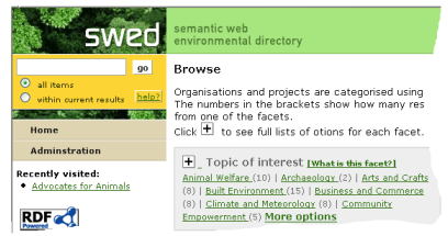 Screen shot of demonstration web site