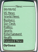 Screenshot of Nokia menu
