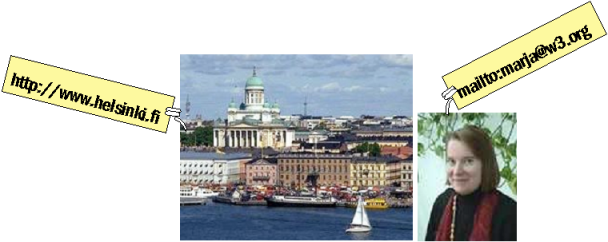 Helsinki indirectly identified by http://www.helsinki.fi as a home page address and Marja by her email address