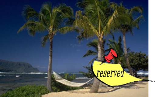 palm trees and a hammock with annotation: reserved