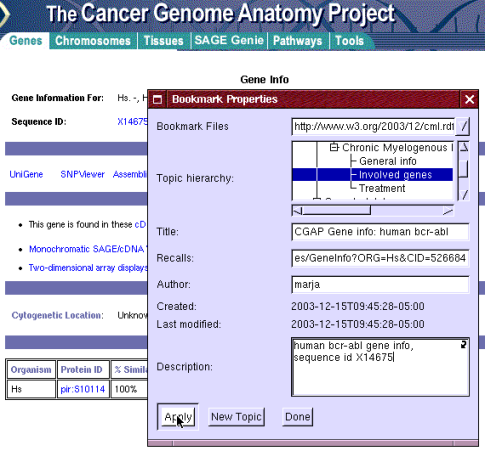 bookmarking bcrabl gene info