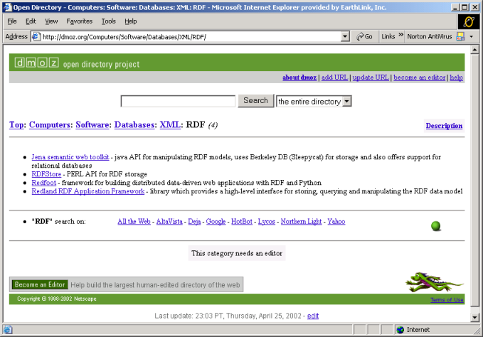 image of http://dmoz.org/Computers/Software/Databases/XML/RDF/ page 