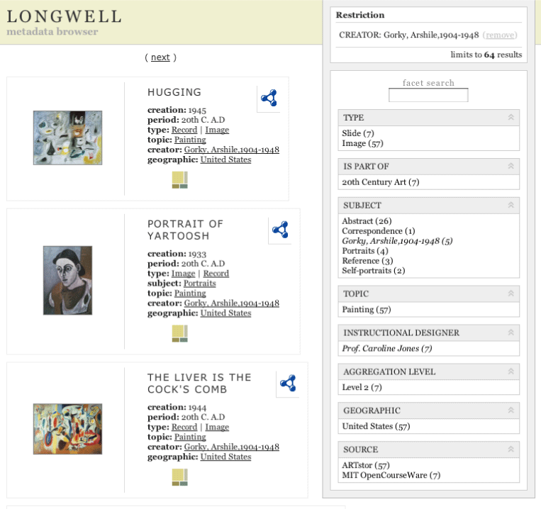 longwell browser of data