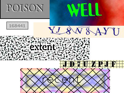 A series of CAPTCHA visual verification tests
