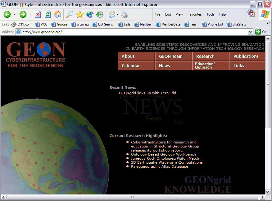 GEON geocience integration project home page