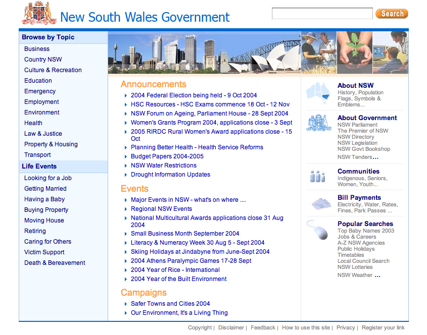 Screenshot of www.nsw.gov.au