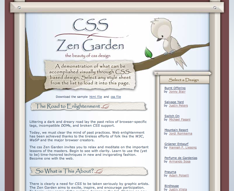 A CSS Zen Garden screenshot