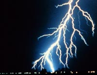 a nighttime bolt of thunder