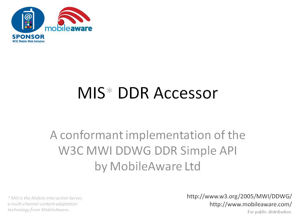 MIS DDR Accessor - title page