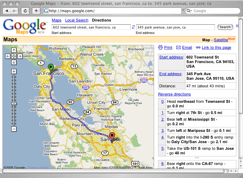 screenshot of Google maps