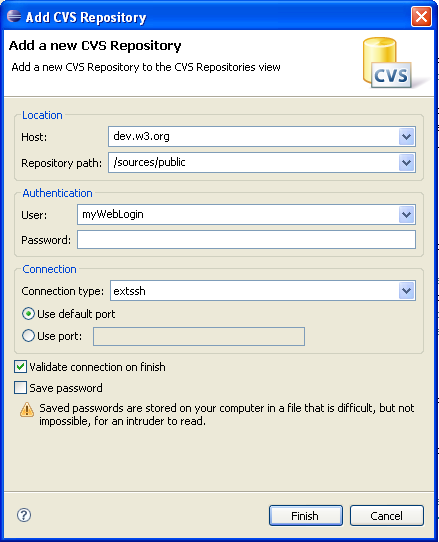 Add the W3C Public remote CVS Repository