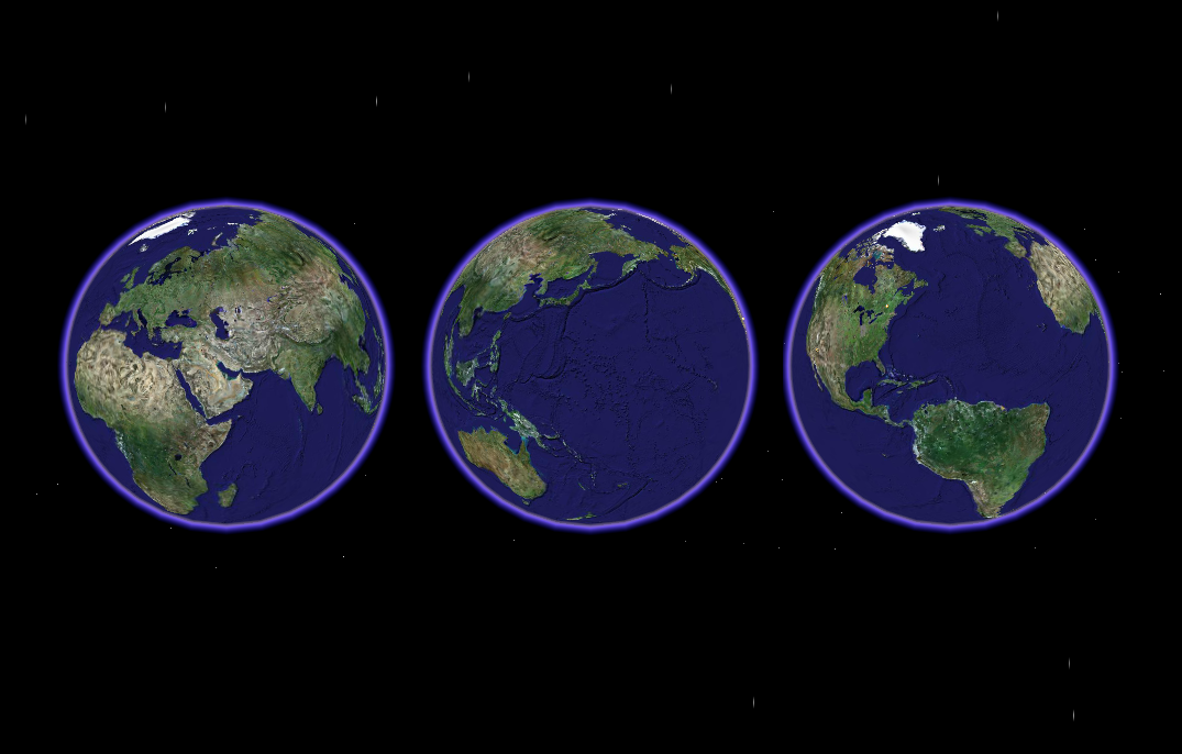 three views of the Earth from space