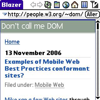 My Blog on a mobile phone 