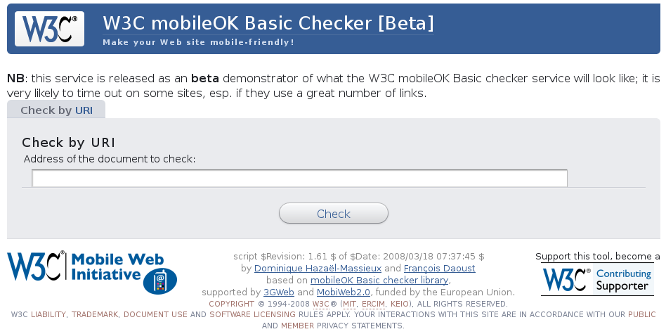 W3C mobileOK Basic checker