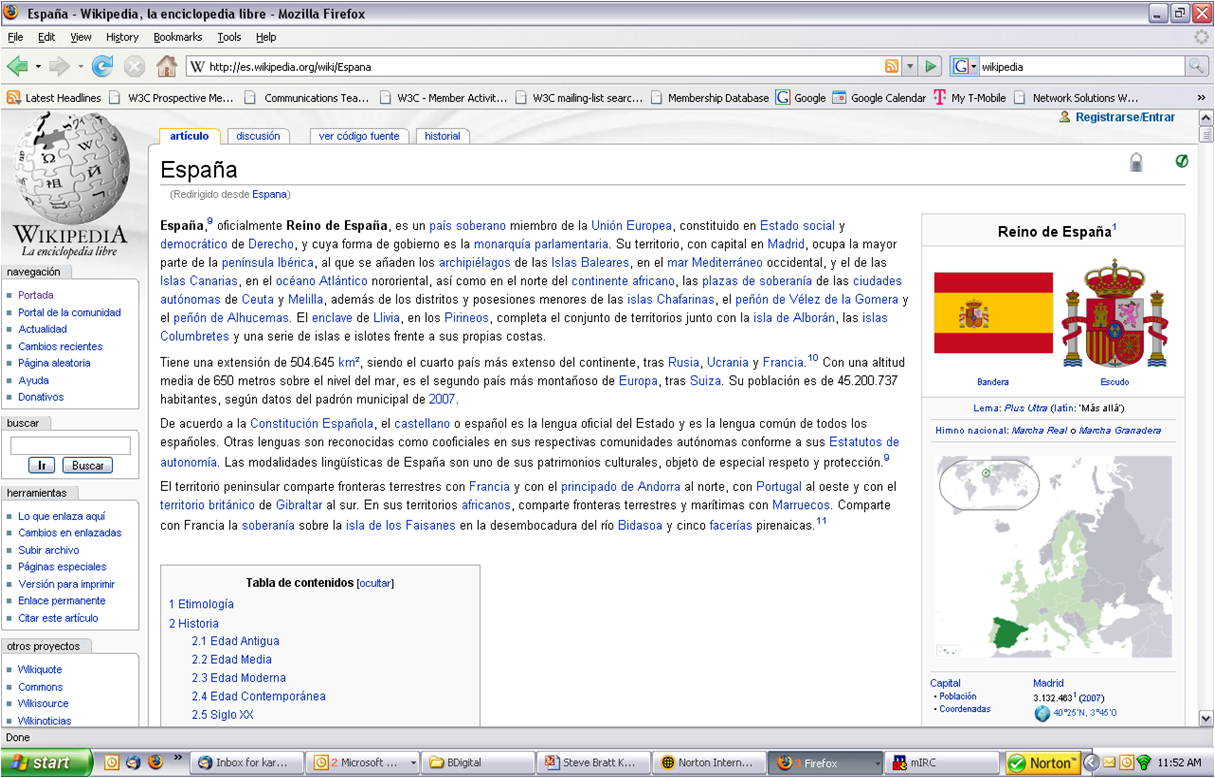 Wikipedia entry on Spain