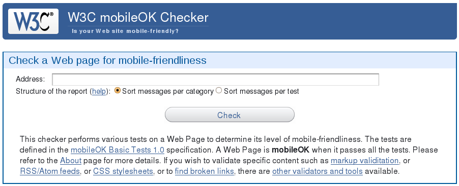The online W3C mobileOK Checker