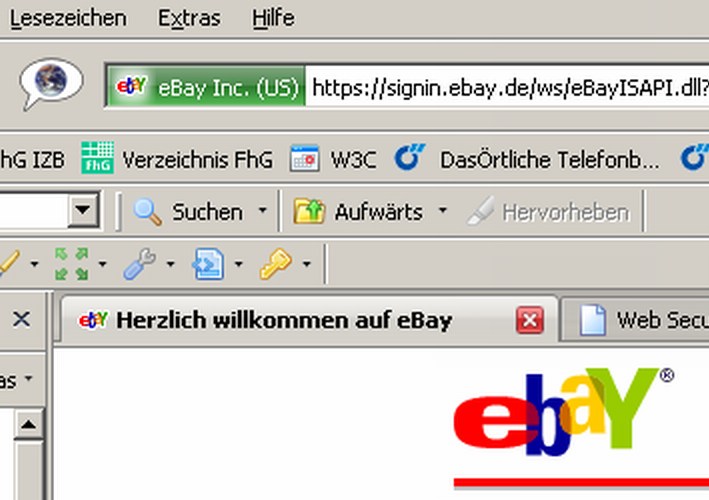 certification of web site ebay in browser