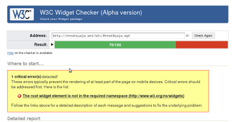 Widget checker screenshot