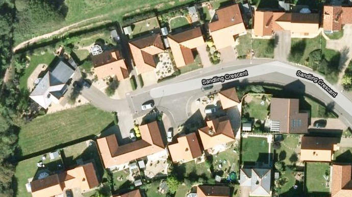 satellite view of a street in Ipswich