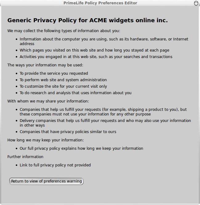 screenshot of auto-generated human readable policy