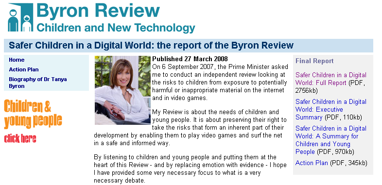 screenshot of Byron Review Home Page