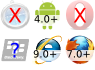 Not supported in Safari on iOS, Supported in Blackberry browser unknown, Supported in Internet Explorer on Windows Phone from version 10, Supported in Firefox mobile from version 10, Supported in Android browser from version 4, Not supported in Opera mobile