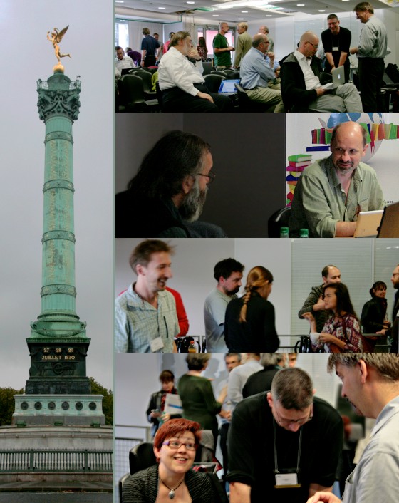 [Montage image: the Bastille monument, paris; several photographs of the people at the Workshop, uncaptioned]