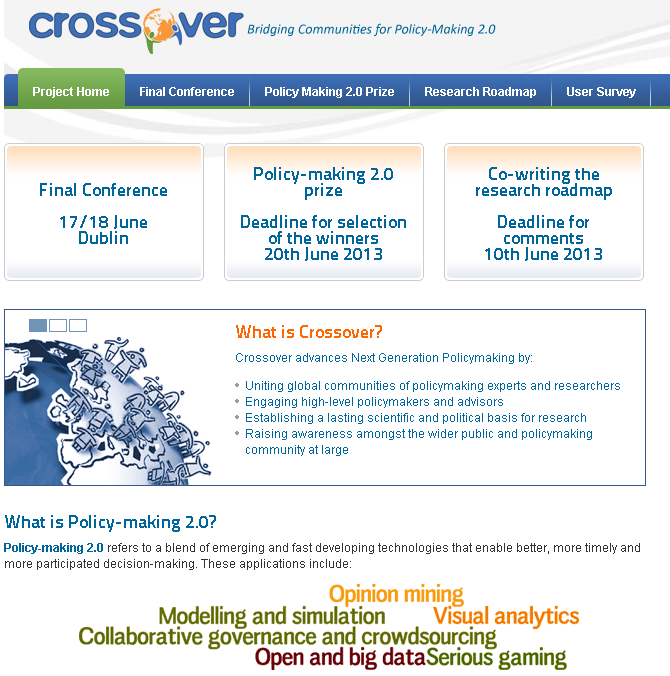partial screenshot of Crossover project homepage
