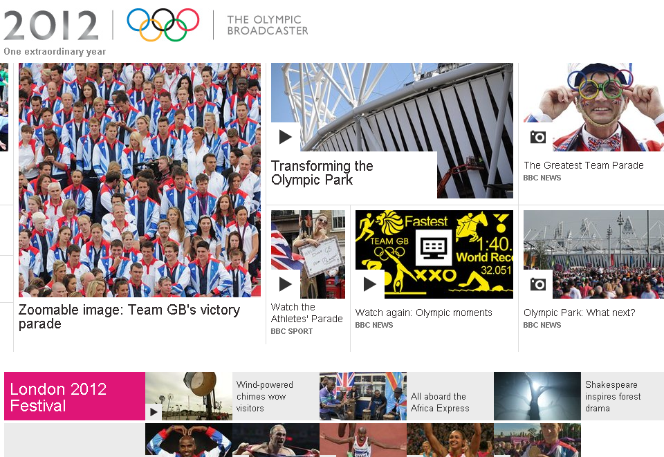 screenshot of BBC London 2012 homepage