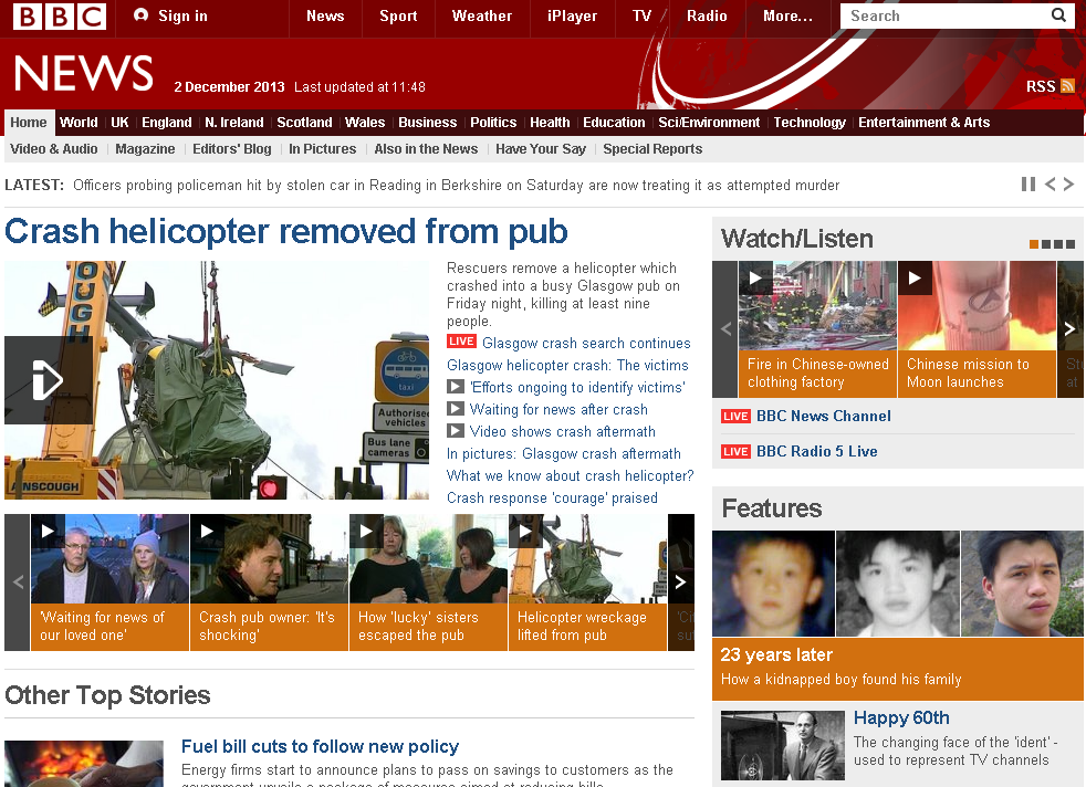 BBC News homepage as seen in UK