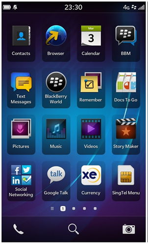 Blackberry 10 home screen