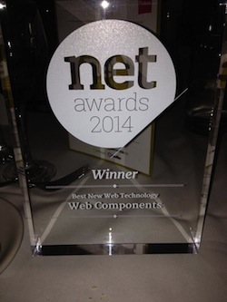 Web Components award from .net as best new Web Technology in 2014