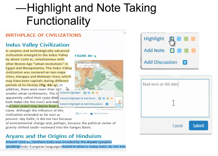 hightlight and note taking functionality