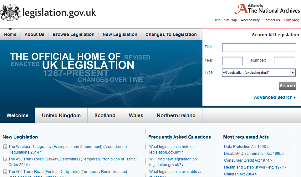 screenshot of legislation.gov.uk