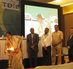W3C India Office manager Swaran Lata lighting the lamp at the launch ceremony