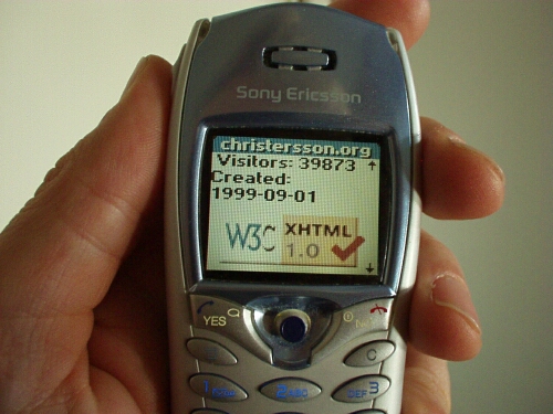 XHTML Basic shown on the screen of a phone