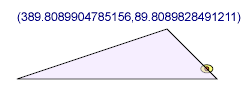 a small ellipse drawn halfway around a triangle