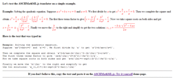 Screenshot for ASCIIMathML