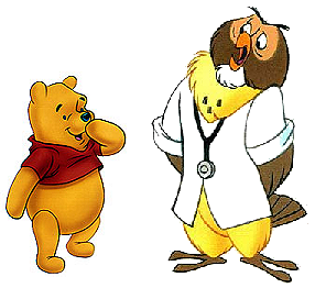 The drawing of Winnie the Pooh and OWL