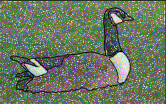 Goose rendered in pointillist style