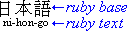 Example of Japanese ruby below base in horizontal mode