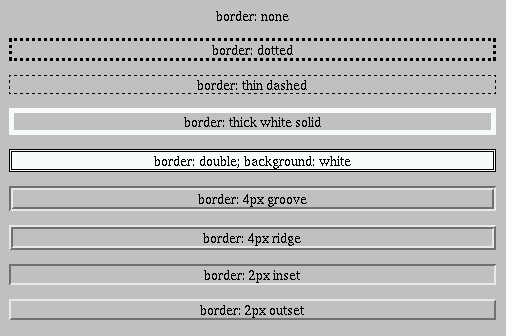 Examples of border styles