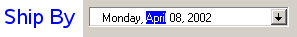 A text box for a date field, with a button to open into a calendar.