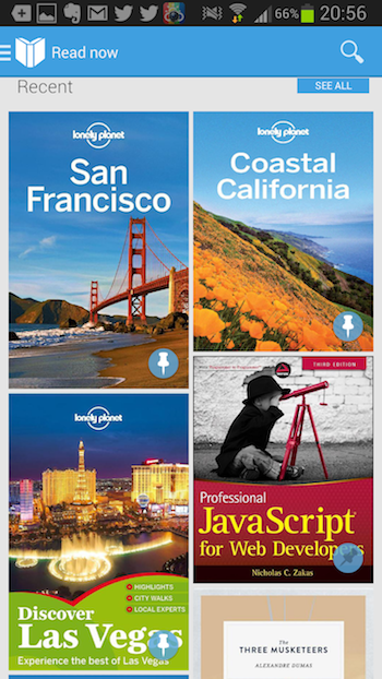 Pinned books in Google Play Books