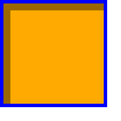 A square-cornered box with a light gray shadow the inverse shape
                    of the padding box filling 10px in from the top and left edges
                    (just inside the border).