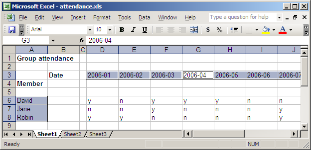 Resulting Excel spreadsheet screenshot