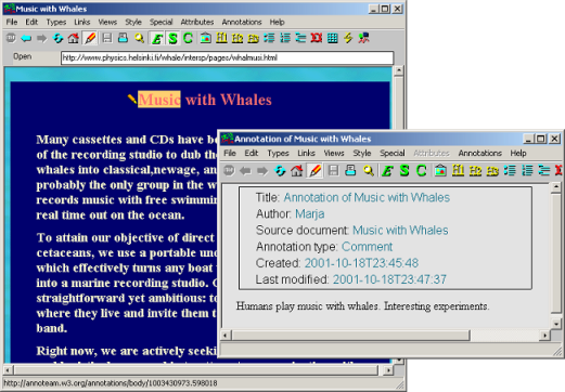 image of Annotea user interface