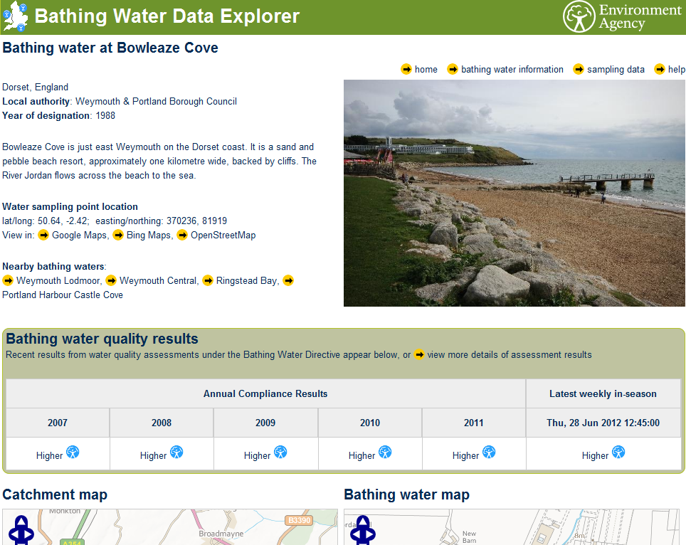 Bathing Water Quality Explorer for Bowleaze Cove